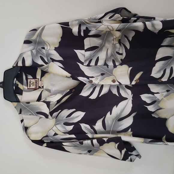 Tommy Bahama tropical floral print silk button up shirt, men's size large - Picture 2 of 9